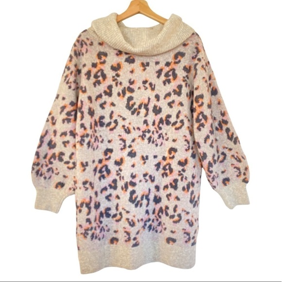 ANTHROPOLOGIE Emmy Cowl Neck Wool Blend Leopard Print Tunic Size M NEW - Picture 7 of 10